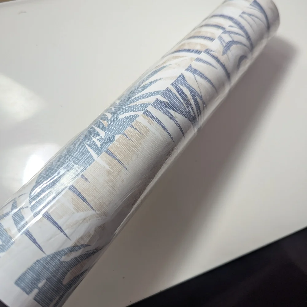 ⭐NWT Graham And Brown Superfresco Blue and White Palm Leaf Wallpaper